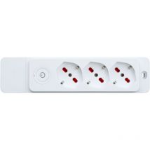 Rosi - Multipresa con 3 prese bipasso/schuko 10/16A, senza cavo, con interruttore, bianco, serie Emilia Specialist RS8312B