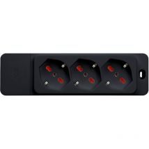 Multipresa con 3 prese bipasso/schuko 10/16A, senza cavo, nero, serie Emilia Specialist Rosi RS8311N