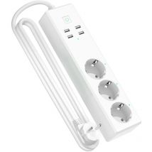 Multipresa Smart Ciabatta WiFi Compatibile con Alexa & Google Home, Ciabatta Intelligente con 3 Schuko 4 usb, Funzione Timer/Protezione da