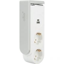 Zenitech - Multiprise 2 prises Schuko 16A + 2 usb a+c - Gekko - Blanc