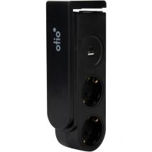 Zenitech - Multiprise 2 prises Schuko 16A + 2 usb a+c - Gekko - Noir