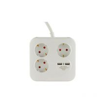 REV - Ritter PowerQuad 3-fach Steckdosenleiste + 2x usb weiß (0012378109)
