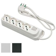 Multiprise 4 prises 10/16A – Interrupteur lumineux – Longueur 1,5 m – Couleur blanc et noir