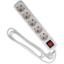 Zenitech - Multiprise Schuko + interrupteur 5x16A - 1,4m - Blanc