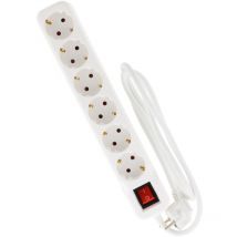 Zenitech - Multiprise Schuko + interrupteur 6x16A - 5m - Blanc