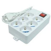 Multiprise SYNTESY 6 prises Schuko – Interrupteur lumineux – Câble 1,5 m – 16A – 3x1 mm² – 43,4 x 45,1 x 28,3 cm