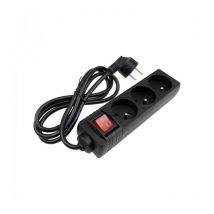 Multiprise à 3 prises 2P+T 150cm avec interrupteur noir Eco Light