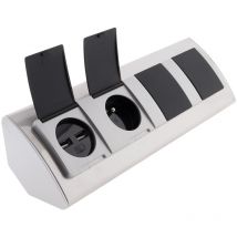 Multiprise d'angle avec clapets de Protection 3 prises + 2 USB - Aluminium - Otio