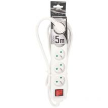 Edo Solutions - Multiprise logan blanc 5 prises 2p+T avec interrupteur câble 5m EDO777564
