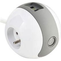 Multiprise Multimédia Wattball 2p 16a + 1p 6a + Usb 2.1a - Watt&co - Grise