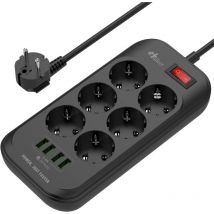 Memkey - Multiprise usb avec 6 Prises Prises 4 Ports usb Protection Contre Les Surtensions Multiprise Electrique avec Cordon de 2m Prise ue