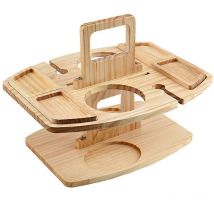 Ymyny - mumu Picknick-Weinregal aus Holz, korrosionsbeständig, abnehmbarer Picknick-Weintisch mit Obsttablett für den Außenbereich