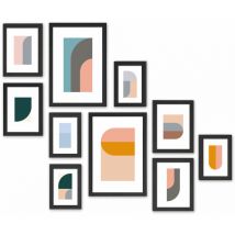 Mur photo - lot de 10 cadres photo - noir