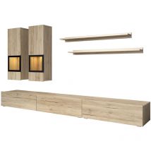Petits-meubles - Mur tv 5 pièces avec led Sloan Bois