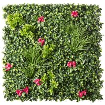 Easycloture – Mur Végétal Artificiel 1m X 1m – Résistant Aux Uv Et À L'Eau – Pour Jardins, Terrasses Et Balcons – Modèle Amazone Avec Fleurs Fuchsia