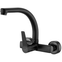 Robinet de lavabo mural Vilava – Mitigeur de cuisine – Bec pivotant – Laiton noir – Hauteur sous bec, Finition métal, Forme du bec, Caractéristique 