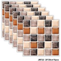 Mural Stickers Autocollants de Carreaux, 6 Feuilles Imperméables Carreau de Ciment Adhesif Mural Sticker Autocollant de Carrelage pour Cuisine, Salle