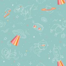 Muriva - My Kingdom Children's Space Explorer Wallpaper Turquoise Paste The Wall