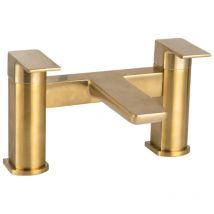 Muro Brushed Brass Finish Modern Style Bath Filler Tap Inc. Waste Option, Without Waste