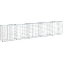 Helloshop26 - Muro de contención de jaula de valla de gaviones con cubierta 500 x 50 x 100 cm hierro galvanizado Plata 020040173