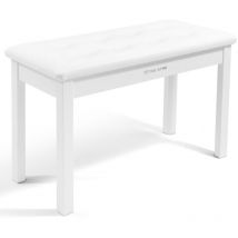 Cosvalve - mustar Piano Bench Keyboard Stool, Solid Hard pu Leather Wooden Digital Piano Stool with Large Storage (White)