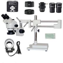 Mustool 3.5x 7x 45x 90x Microscope Stéréo Trinoculaire À Double Bras Et Zoom Simultané + Caméra Microscope 41mp Pour La Réparation Des Circuits 