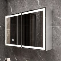 Mutital Badezimmerschrank Mit Spiegel 80x60 Cm – Led-beleuchtung – Anti-beschlag-funktion – Touch-schalter – Wandmontage – Weiß – Stauraumoptimiert