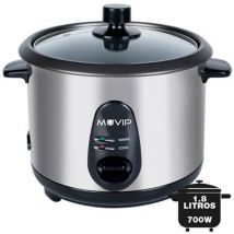 Muvip cuiseur de riz - capacité 1.8 litres - puissance 700w - corps de acier inoxydable - bol antiadhésif - couvercle de verre - accessoires inclus