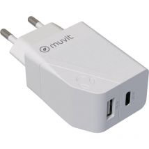 Pour changeur de chargeur dewall 1 usb qc 3.0 18w+1 type c pd 20w white - Muvit