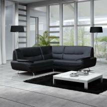 Mobilier Deco - muza - Canapé d'angle design en simili cuir noir
