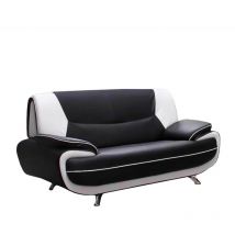 Mobilier Deco - muza - Canapé design 2 places en simili cuir noir et blanc
