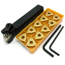 MWLNR2020K08 porte-outil de tour + 10 inserts carbure WNMG080404 + clé de tour