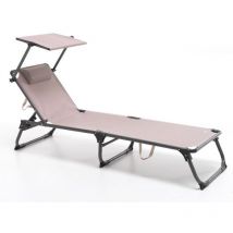 Lettino prendisole da esterno 'shark' reclinabile con parasole tortora