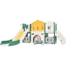 Jouet d'escalade pour enfant 6 en 1, toboggan escalade, jeu de forage, espace de rangement, allée de jeu, cadre de basket. Fabriqué à partir de hdpe