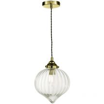 Mya 1 Luce Singola Pendente Vetro Ottone Antico
