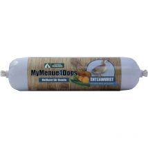 Hundefutter Entenwurst – 400 g – 92% Ente, 5% Süßkartoffeln, 3% Zucchini – Ohne Konservierungsstoffe