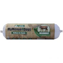 MyMenue4Dogs Hundefutter Wildwurst – 8 x 800 g – 92% Wild – 11% Rohprotein – 7% Fett – 0,2% Calcium