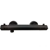 Hydros - Myra Matt Black Round Modern Style Thermostatic Bathroom Shower Bar Valve
