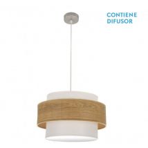 Senko - Myriam Suspension 2xe27 Nickel/Bois Clair Regx50x50 Cm