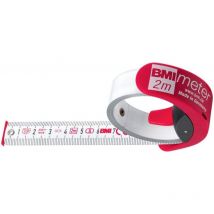BMI - Cinta de medidar con freno/clip de cinturón, rojo/blanco, 2 m x 16 mm