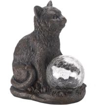 Chat Globe Verre Craquelé Solaire Allumage Multicolore
