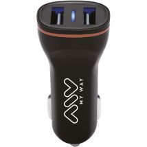 Myway Chargeur de voiture 2 usb 3.1A Noir