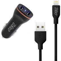 My Way - Myway Pack Cargador Coche Compatible Apple Lightning 2USB 2.1A + Cable 1m Negro