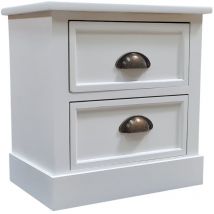 Nachtschrank Nachttisch Beistellschrank 2 Schubladen Holz Weiß Shabby Chic Tisch Nachtkommode Beistell Schlafzimmer Nachtkonsole Schrank