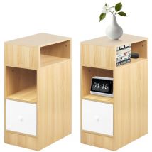 Skecten - Nachttisch 2er Set Beistelltisch 1 Schubladen Griff offenes Fach