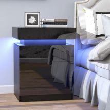 Nachttisch 3 schubladen,Nachtschrank Schwarz Hochglan,45x35x61cm,Nachtkommode LED