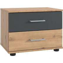 Nachttisch 52 cm breit modern in Eiche mit graphit TREVISO-43