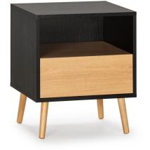 Nachttisch Apolo 1 Schublade, Schwarz/Holzfarbe
