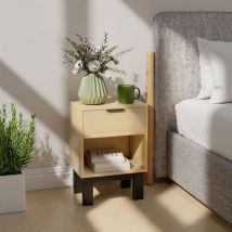 Nachttisch Aus Eiche Mit Schublade Und Offenem Fach, 35×26×50 Cm, Für Schlafzimmer & Wohnzimmer
