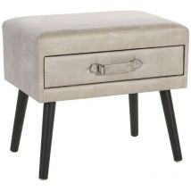 Beliani - Nachttisch Beige Kunstleder Kiefernholz 46 x 50 x 35 cm Modern Lustig Koffer Optik Schlafzimmer